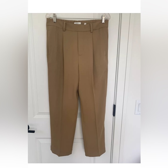 $395 VINCE sz M Mid Rise Tapered Pull on Pants Camel - Picture 2 of 5